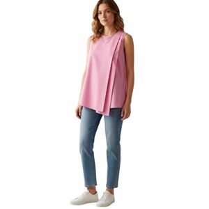 Lauren Ralph Lauren woman sleeveless Layered top Large pink boat neck chiffon